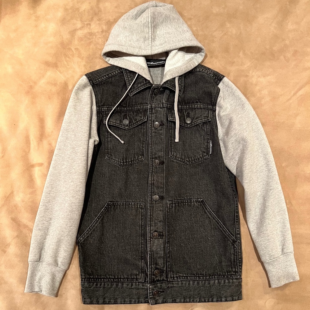 THE HUNDREDS JEAN AND GREY HOODIE JACKET COMBINED
